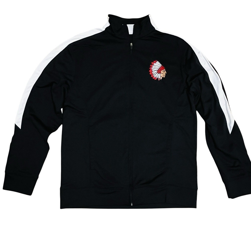 Augusta Sportswear Native American Logo Track Jacket Black & White Sporty